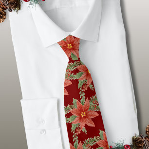 Gravata Feriado de Natal do Botânico Red Floral Poinsettia