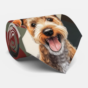 Gravata Feriado Lakeland Terrier Red Xadrez Natal