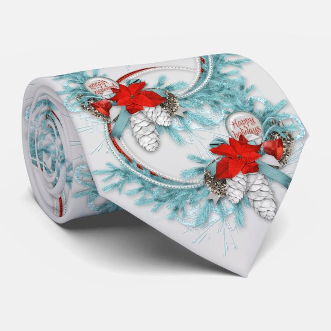 Gravata Feriados do Teal Arco Vermelho de Frota Natal (Rolled)