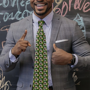 Gravata Ferret Floral verde-liso de chocolate