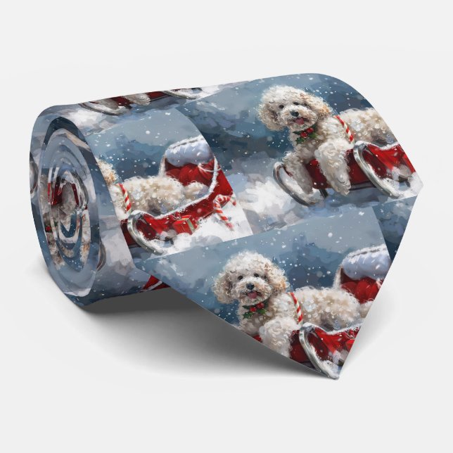 Gravata Festa de Natal do Cachorro Poodle (Rolled)