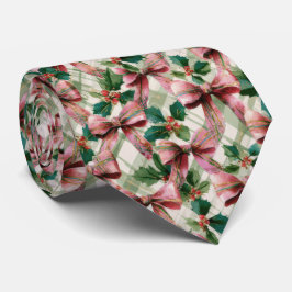 Gravata Festive Bow and Holly Christmas Pattern