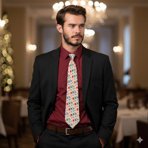 Gravata Festivo Colorido Engraçado Gnomos de Natal Flocos 