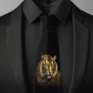 Gravata Fierce Tiger na Necktie Negra