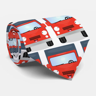 Gravata Figura de desenho animado de caminhão vermelho-bra