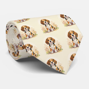 Gravata Filhote de Beagle Tricolor Preto, Marrom e Branco