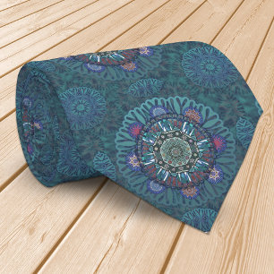 Gravata Filtro da Força Aérea Floral Blue Manipur Mandala