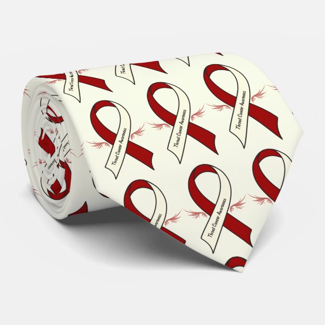 Gravata Fita da consciência do cancer de garganta com asas (Rolled)