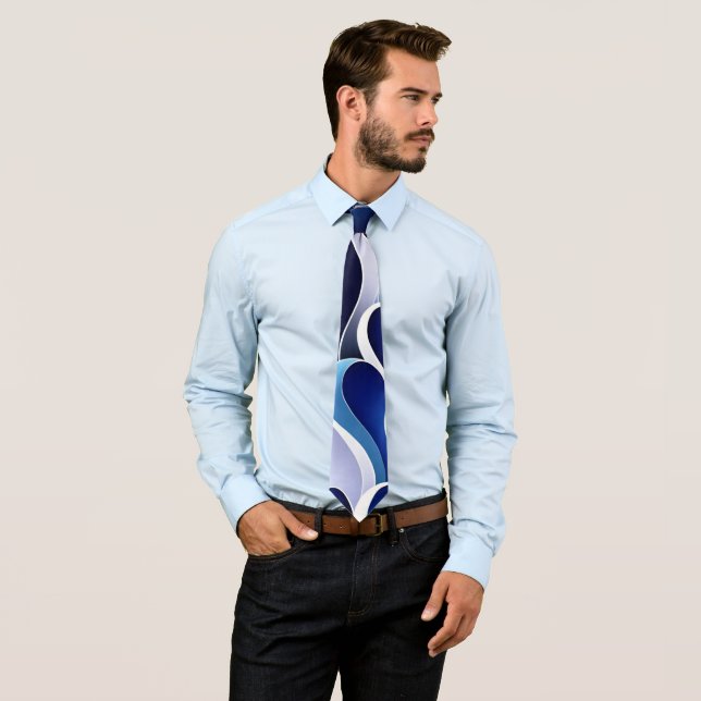 Gravata Fitas Azuis e Brancas (In Situ)