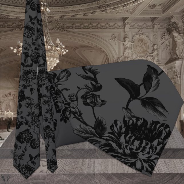 Gravata Flair Floral Preto de Noiva Carvão (Criador carregado)