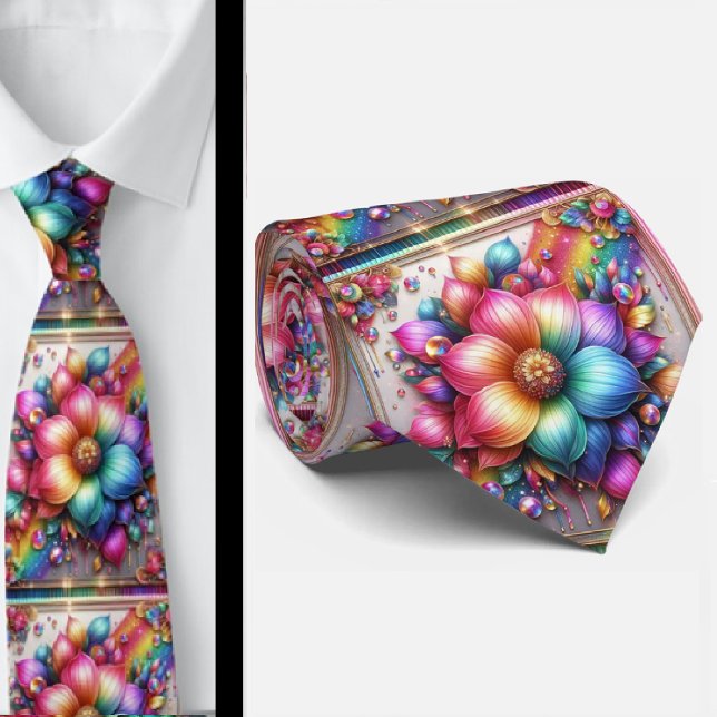 Gravata Flamboyant | Flores de Arco-Íris Brilho Fa (Criador carregado)