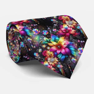 Gravata Flamboyant   Flores de Arco-Íris e Diamant