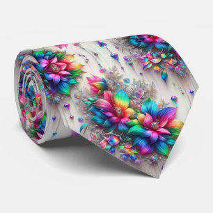 Gravata Flamboyant   Flores de Arco-íris e Diamant