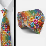 Gravata Flamboyant Neck Tie | Rainbow Flowers Faux Glitter<br><div class="desc">Make an unforgettable entrance with this Flamboyant Rainbow Flowers Neck Tie, a vibrant celebration of color, confidence, and expressive style. Bursting with richly saturated rainbow hues and bold floral detail, this design transforms a classic accessory into a true statement piece. The dynamic blend of bright petal, gemstone diamonds and flowing...</div>