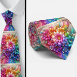 Gravata Flamboyant Neck Tie | Rainbow Flowers Faux Glitter<br><div class="desc">Make an unforgettable entrance with this Flamboyant Rainbow Flowers Neck Tie, a vibrant celebration of color, confidence, and expressive style. Bursting with richly saturated rainbow hues and bold floral detail, this design transforms a classic accessory into a true statement piece. The dynamic blend of bright petal, gemstone diamonds and flowing...</div>