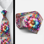 Gravata Flamboyant Neck Tie | Rainbow Flowers Faux Glitter<br><div class="desc">Make an unforgettable entrance with this Flamboyant Rainbow Flowers Neck Tie, a vibrant celebration of color, confidence, and expressive style. Bursting with richly saturated rainbow hues and bold floral detail, this design transforms a classic accessory into a true statement piece. The dynamic blend of bright petal, gemstone diamonds and flowing...</div>