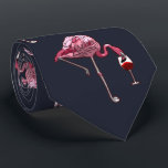 Gravata Flamingo Cor-de-rosa Prato Vinho Bebida Engraçado<br><div class="desc">Flamingo Cor-de-rosa Prato Vinho Bebida Engraçado,  gravata de pescoço Novelty. Adicione seu nome ou mensagem clicando no botão "Personalizar" acima</div>