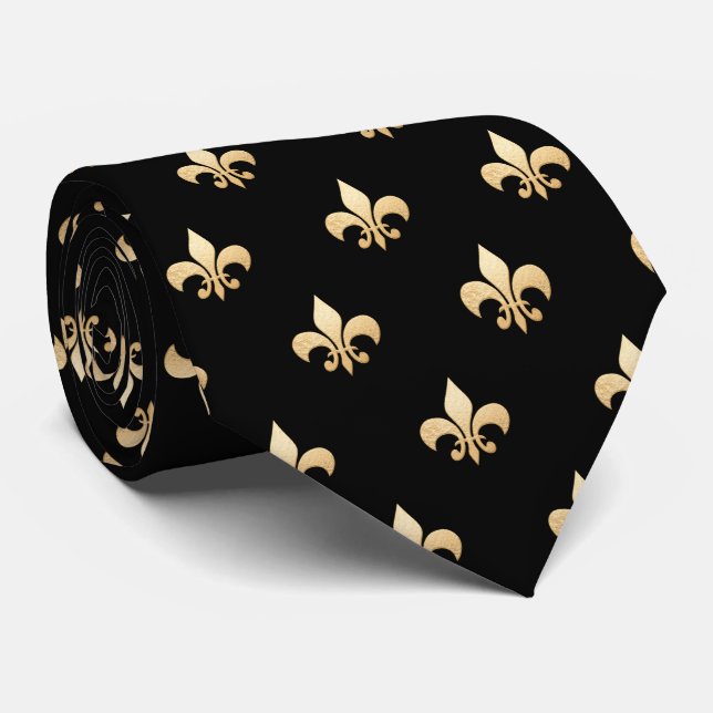 Gravata Fleur de lis/Black Tie (Rolled)