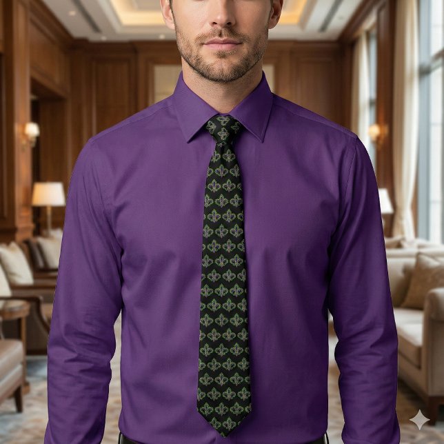 Gravata Fleur-de-Lis do Mardi Gras (Mardi Gras Fleur-de-Lis Neck Tie)