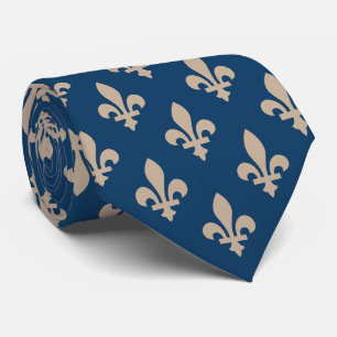 Gravata Fleur de Lis Pattern, Royal French, Cream on Blue