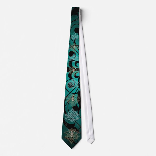 Gravata Fleur De Lis - Tie De Espada Teal (Frente)