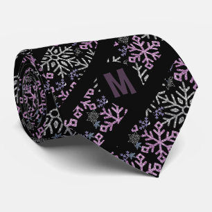 Gravata Floco de neve Prata de Natal Roxo