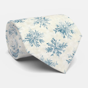 Gravata Flocos de Neve Aquarela Azul