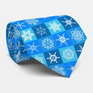 Gravata Flocos de neve do Natal do inverno no azul
