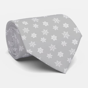 Gravata Flocos de Neve Elegantes Modernos em Cinza Claro