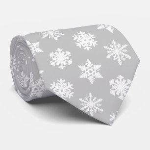 Gravata Flocos de Neve Ikat - Cinza prateado e branco
