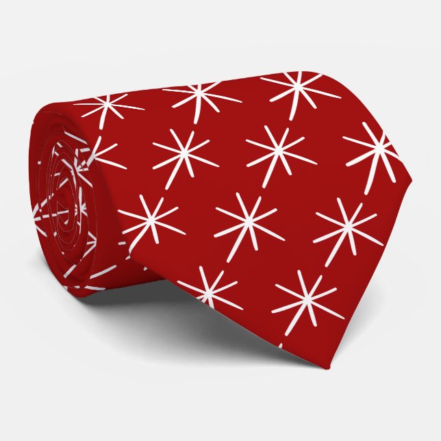 Gravata Flocos de neve vermelhos MOD MidCentury (Rolled)