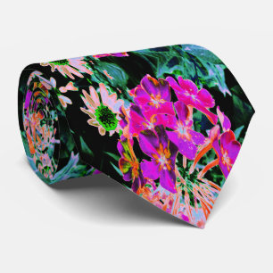 Gravata Flor Abstrata em Magenta e Laranja em Flor
