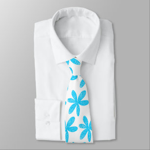 Gravata Flor Bonito - Azul-céu em branco