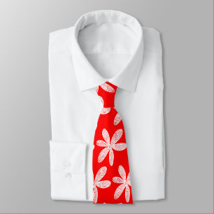 Gravata Flor bonito - Branco em Vermelho
