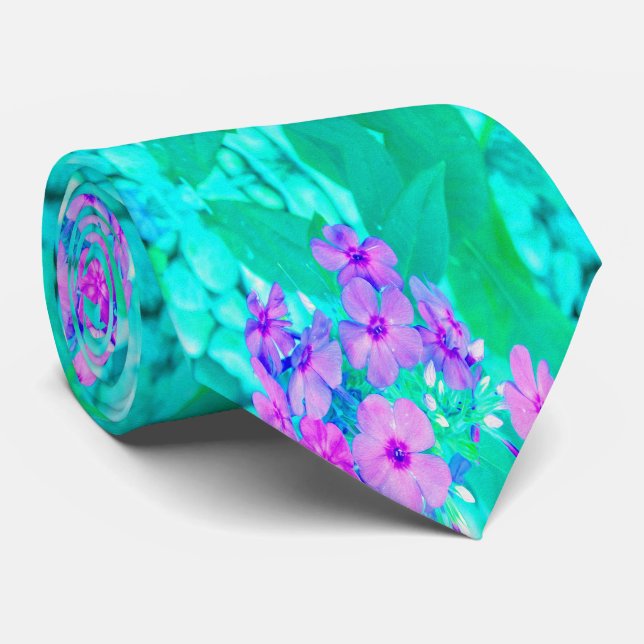 Gravata Flor bonito do Jardim Rosa no Aquamarine (Rolled)