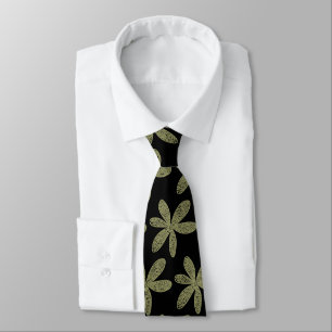 Gravata Flor bonito - Khaki em preto