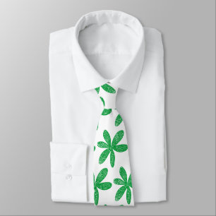 Gravata Flor bonito - Verde-Grama em Branco