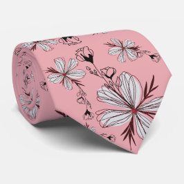 GRAVATA FLOR BRANCA COM FUNDO ROSA
