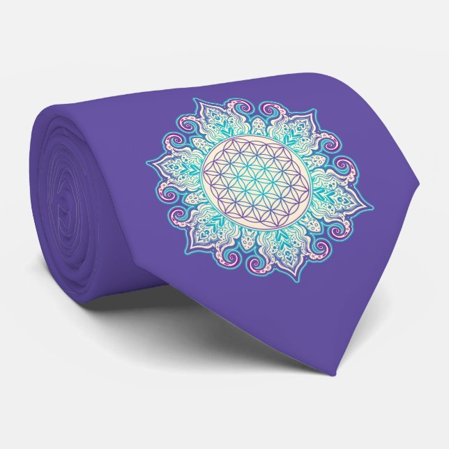 Gravata Flor da Vida - Mandala Indiana 2 (Rolled)