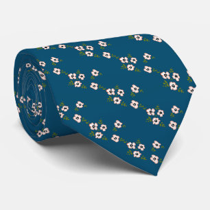 Gravata flor de cereja (fundo azul)