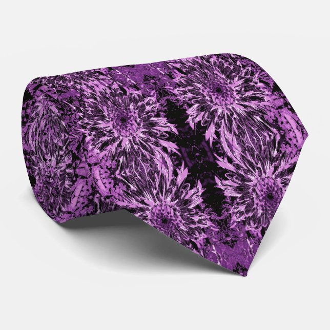 Gravata Flor de Dália Preta e Rosa (Rolled)