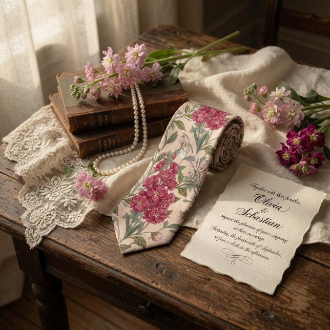 Gravata Flor de Estoque Rosa Elegante (Criador carregado)