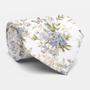Gravata Flor de jardim de primavera azul empoeirado pastel
