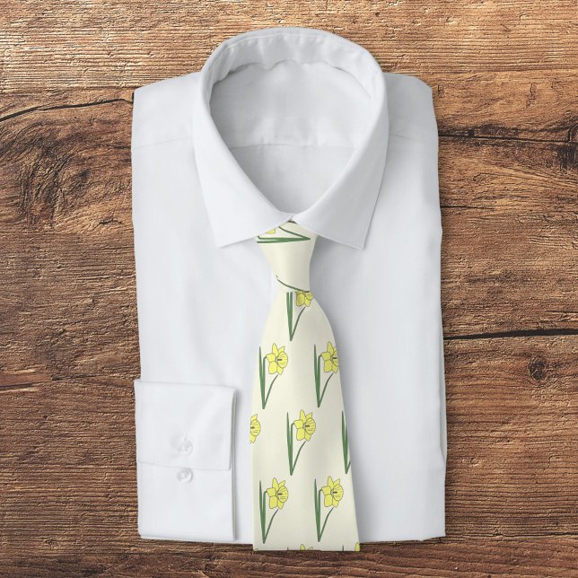 Gravata Flor de Pastel de Daffodil Botânico (Botanical Daffodil Neck Tie)