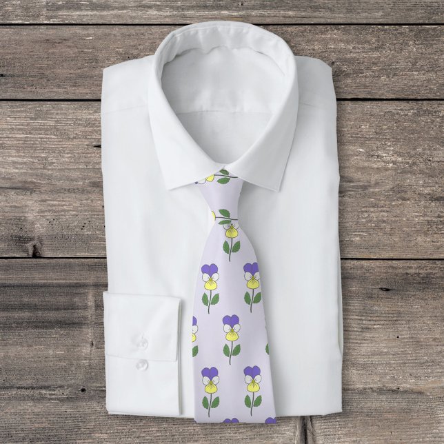 Gravata Flor de Pastel Selvagem Botânica (Botanical Wild Pansy Neck Tie)