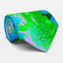 Gravata Flor de Retró Abstrata em Lavanda e Verde Lima