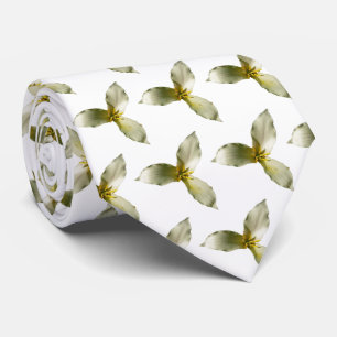 Gravata Flor de Trílio Branco Flor Silvestre da Primavera