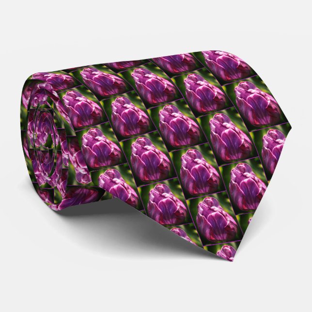 Gravata Flor de Tulipas Roxo (Rolled)