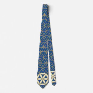 Gravata Flor de Vida - padrão sem costura - bege azul