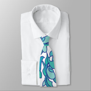 Gravata Flor Floral de Vinha de Jade Azul